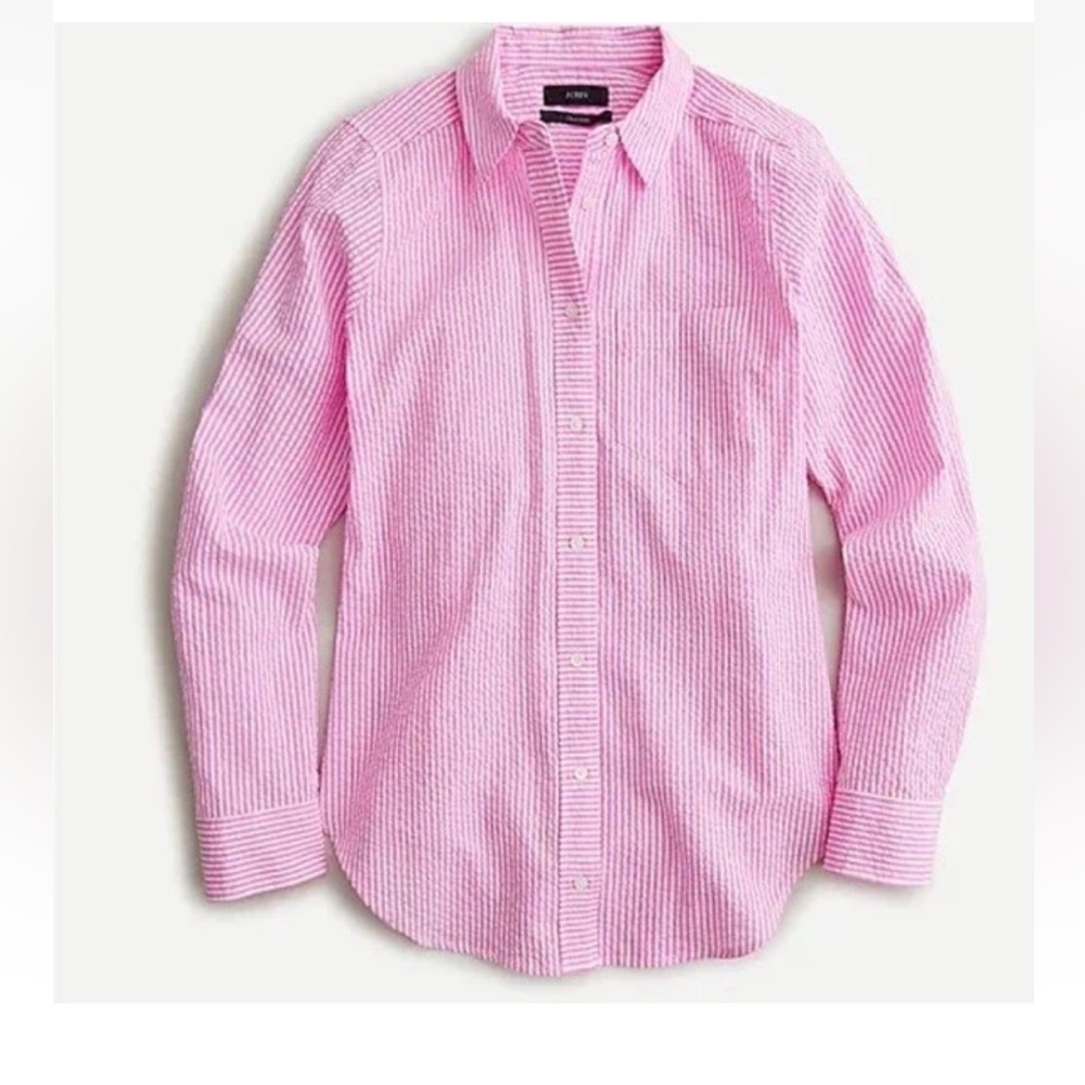 J.Crew Women Classic Pink Seersucker Button Down Size 4 $79.50